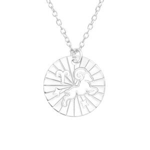 Sterling Silver Aries Zodiac Necklace 14mm Laser Cutout Pendant